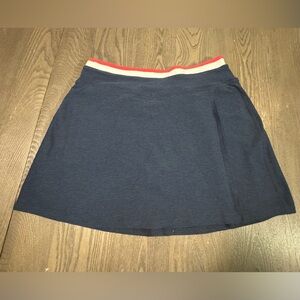 Beyond Yoga Navy Skater Skirt with Red and White Waistband